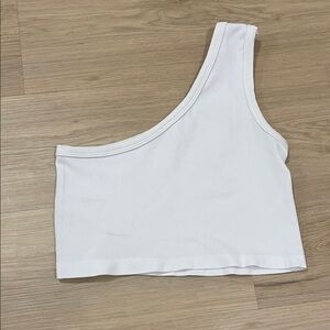 White One-Shoulder Crop Top